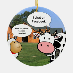 Ornement Rond En Céramique Farm animals cute cartoon funny chat