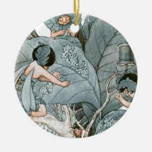 Ornement Rond En Céramique Fées de fabricant de feuille
