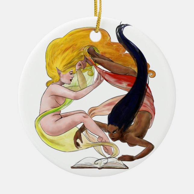 Ornement Rond En Céramique Femmes de livre de contes (Devant)