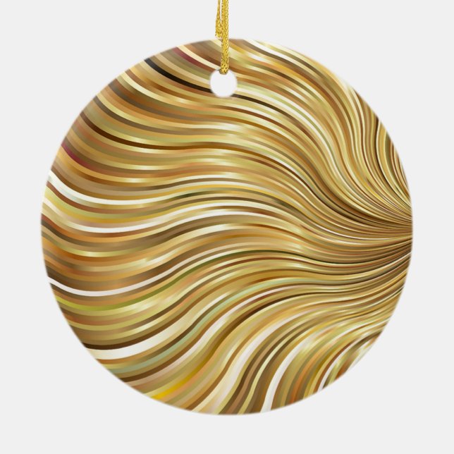 Ornement Rond En Céramique Festive Elegant Gold Abstrait Flower (Dos)