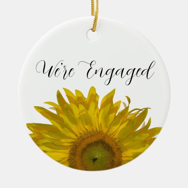 Ornement Rond En Céramique Fiançailles de tournesol jaune (Devant)