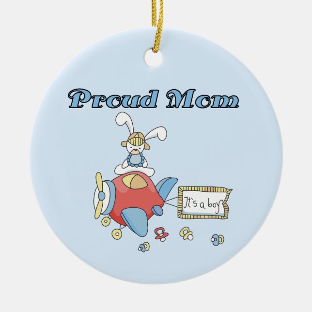 Ornement Rond En Céramique Fier Maman Avion C'est un garçon Cadeaux (Devant)
