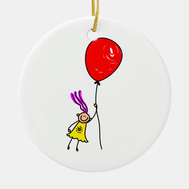 Ornement Rond En Céramique Fille de ballon (Devant)