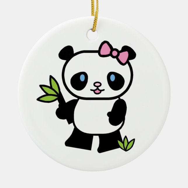 Ornement Rond En Céramique Fille de panda de Lil (Devant)
