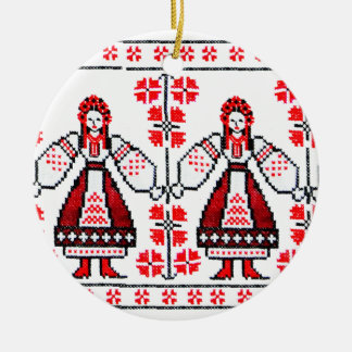 Ornement Rond En Céramique Filles ukrainiennes traditionnelles de l'Ukraine