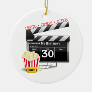 Ornement Rond En Céramique Film Anniversaire fête 30e anniversaire
