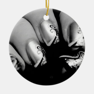 Ornement Rond En Céramique Fingernails Designer