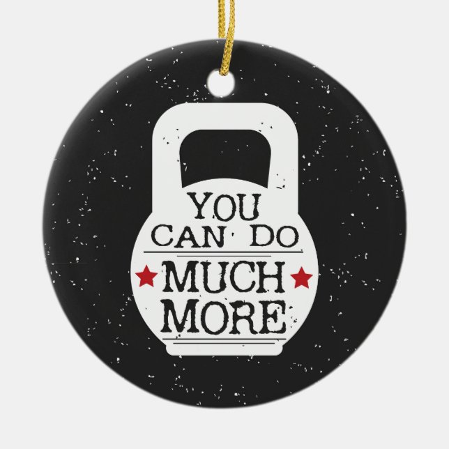 Ornement Rond En Céramique Fitness Cute Motivational Workout Gym Kettlebell (Devant)