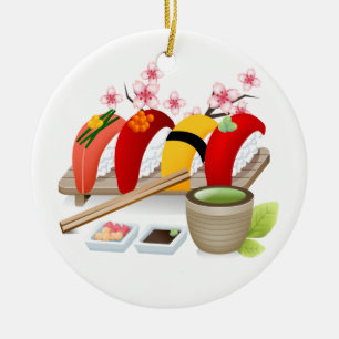 Ornement Rond En Céramique Fitness - Sushi ! par SRF