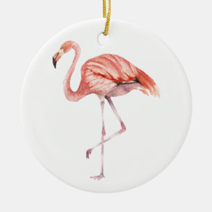 Ornement Rond En Céramique Flamant rose rose