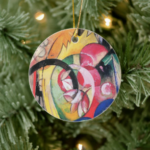 Ornement Rond En Céramique Fleurs colorées (alias Abstraites) par Franz Marc