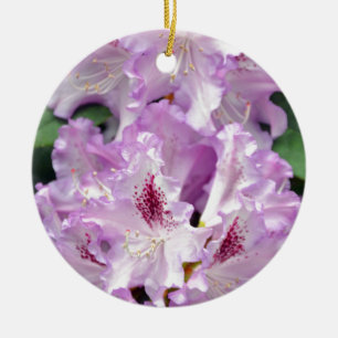 Ornement Rond En Céramique Fleurs de rhododendron violet et blanc