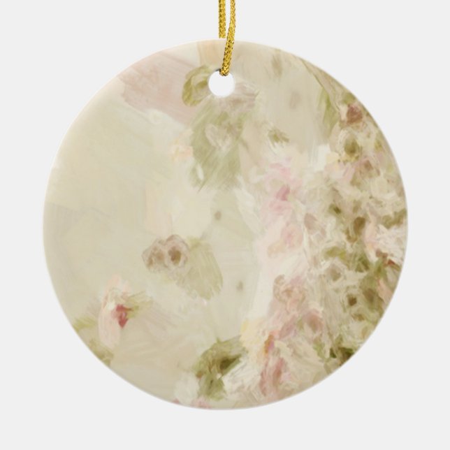 Ornement Rond En Céramique Fleurs Pastel Rose (Devant)