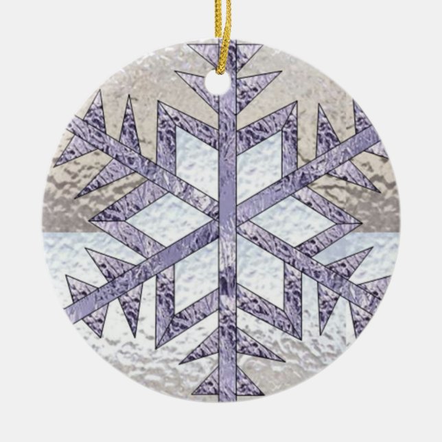 Ornement Rond En Céramique Flocon de neige en verre souillé (Devant)