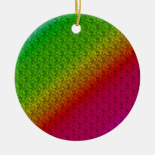 Ornement Rond En Céramique Flore vert rouge arc-en-ciel dégradé Mélange diago
