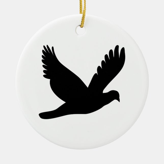 Ornement Rond En Céramique Flying dove silhouette (Devant)