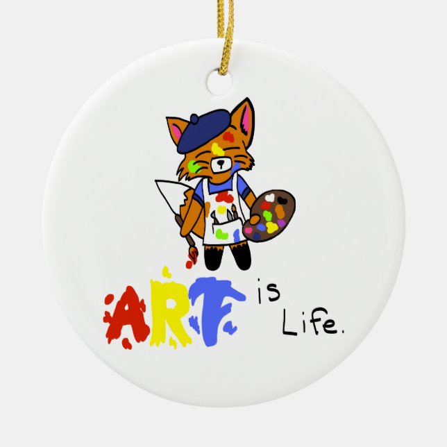 Ornement Rond En Céramique Fred l'artiste Fox (Devant)