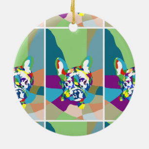 Ornement Rond En Céramique French Bulldog assis