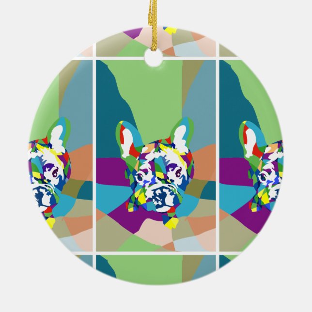 Ornement Rond En Céramique French Bulldog assis (Dos)