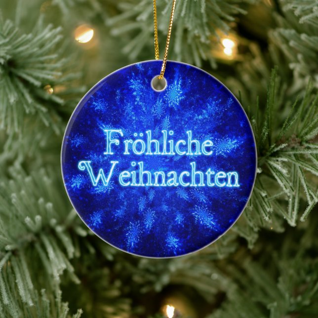 Ornement Rond En Céramique Froliche Weihnachten - Snowburst (Arbre)