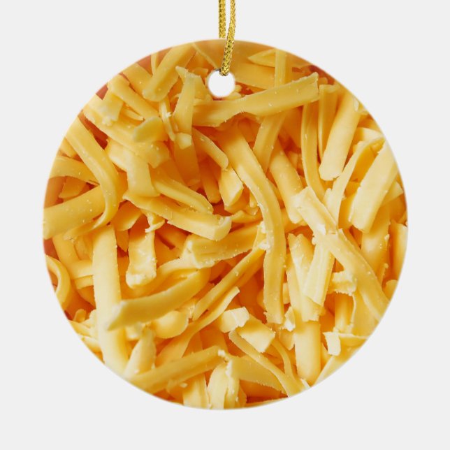 Ornement Rond En Céramique Fromage de cheddar déchiqueté (Devant)