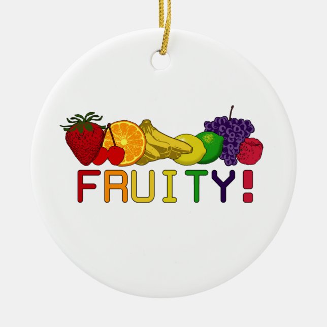 Ornement Rond En Céramique Fruits de fruits ! (Devant)