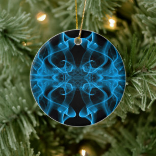 Ornement Rond En Céramique Fumée bleue symétrique minimaliste noir