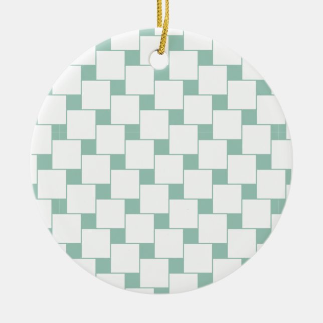 Ornement Rond En Céramique Fun tissé Carré Mint Green (Devant)
