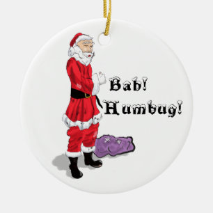 Ornement Rond En Céramique Funny Bah Humbug Christmas Santa 