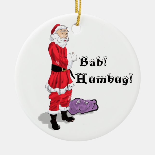 Ornement Rond En Céramique Funny Bah Humbug Noël Père Noël (Devant)