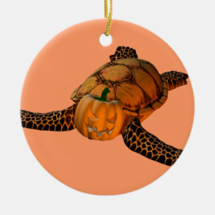 Ornement Rond En Céramique Funny Halloween Turtle