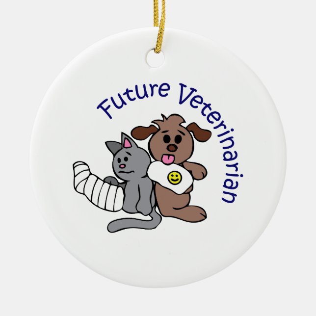 ORNEMENT ROND EN CÉRAMIQUE FUTUR VÉTÉRINAIRE (Devant)