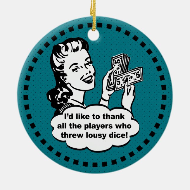 Ornement Rond En Céramique Gagnant de jeu de matrices (Dos)