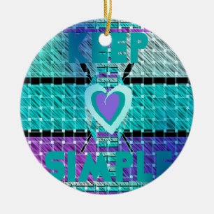 Ornement Rond En Céramique Gardez-le simple : Cyan Heart & Clarity Art Motif