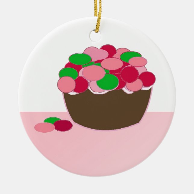 Ornement Rond En Céramique Gâteau Smartie (Devant)