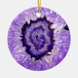 Ornement Rond En Céramique Géode d'agate violet tombé