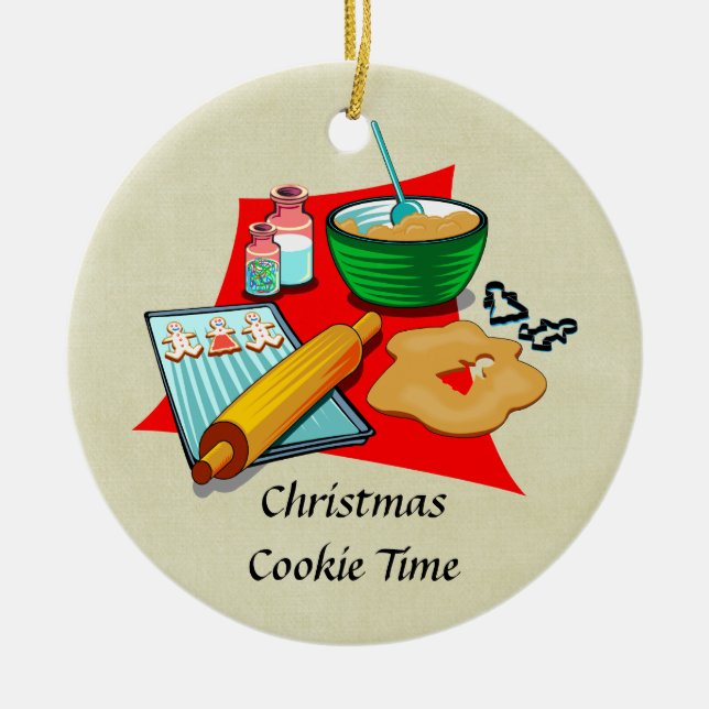 Ornement Rond En Céramique Gîtes de Noël Cookies de Noël Ingrédients Baker (Devant)