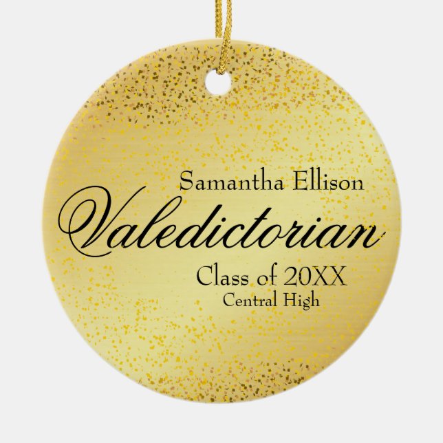 Ornement Rond En Céramique Gold Valedictorian Personnalisé Gold Christmas (Devant)