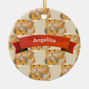 Ornement Rond En Céramique Golden Hamster Motif personnalisé