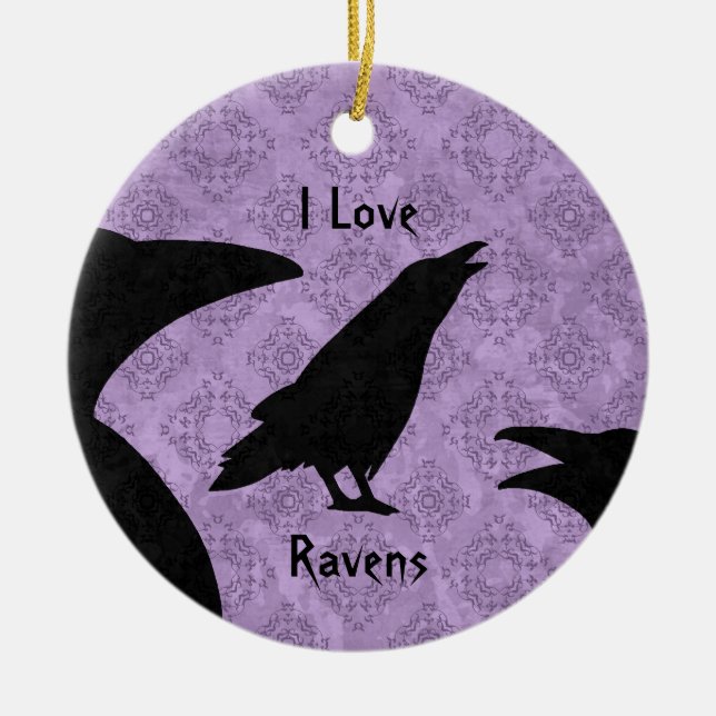Ornement Rond En Céramique Gothique I Love Ravens (Devant)