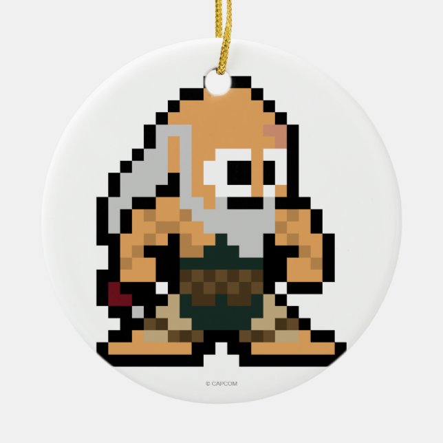 Ornement Rond En Céramique Gouken à 8 bits (Devant)