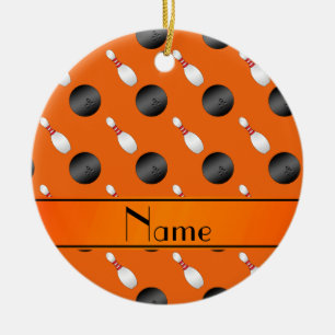 Ornement Rond En Céramique Goupilles oranges nommées personnalisées de boules