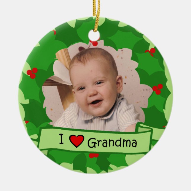 Ornement Rond En Céramique Grand-parents Wreath (Devant)