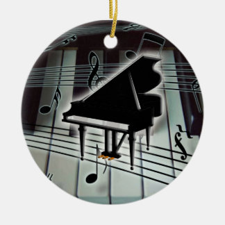 Ornement Rond En Céramique Grand Piano Clavier Noël Noël Noël