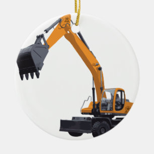Ornement Rond En Céramique Grande excavatrice de Bagger