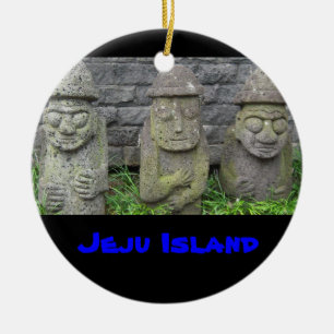 Ornement Rond En Céramique Grands-pères de Jeju, île de Jeju