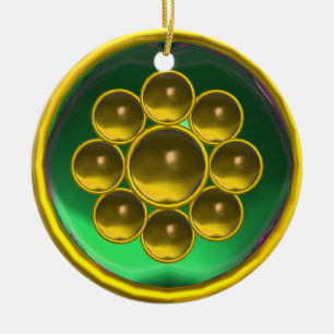 ORNEMENT ROND EN CÉRAMIQUE GREEN YELLOW TOPAZ GEMSTONE MON