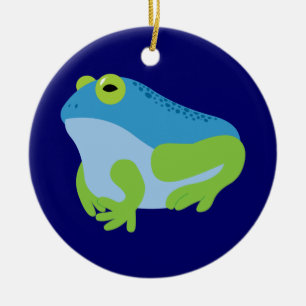 Ornement Rond En Céramique Grenouille bleue
