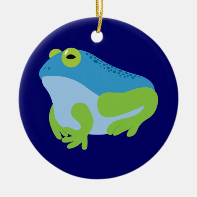 Ornement Rond En Céramique Grenouille bleue (Devant)