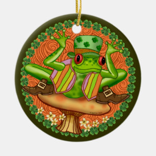 Ornement Rond En Céramique Grenouille irlandaise